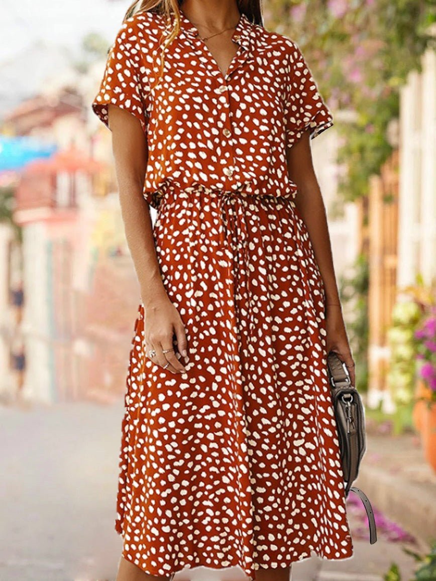 Stilla | Kvinders Kjoler Polka Dot Print Bælte Kort Ærme Kjole