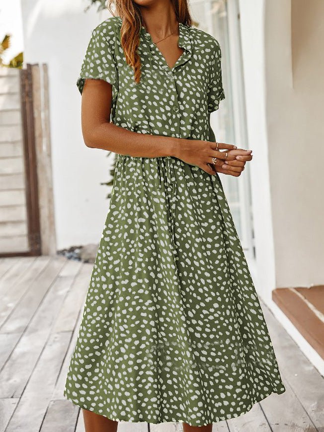 Stilla | Kvinders Kjoler Polka Dot Print Bælte Kort Ærme Kjole