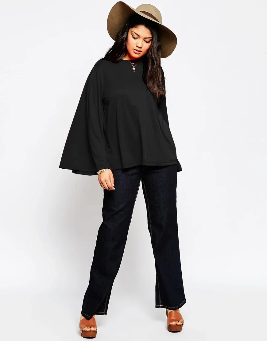 Stilla | Designer 2 8xl Bluse Flare Langærmet Toppe (plus Størrelse)