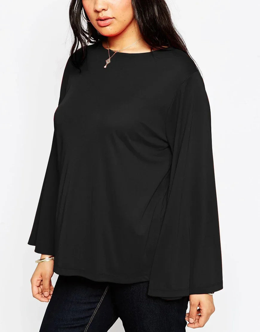 Stilla | Designer 2 8xl Bluse Flare Langærmet Toppe (plus Størrelse)
