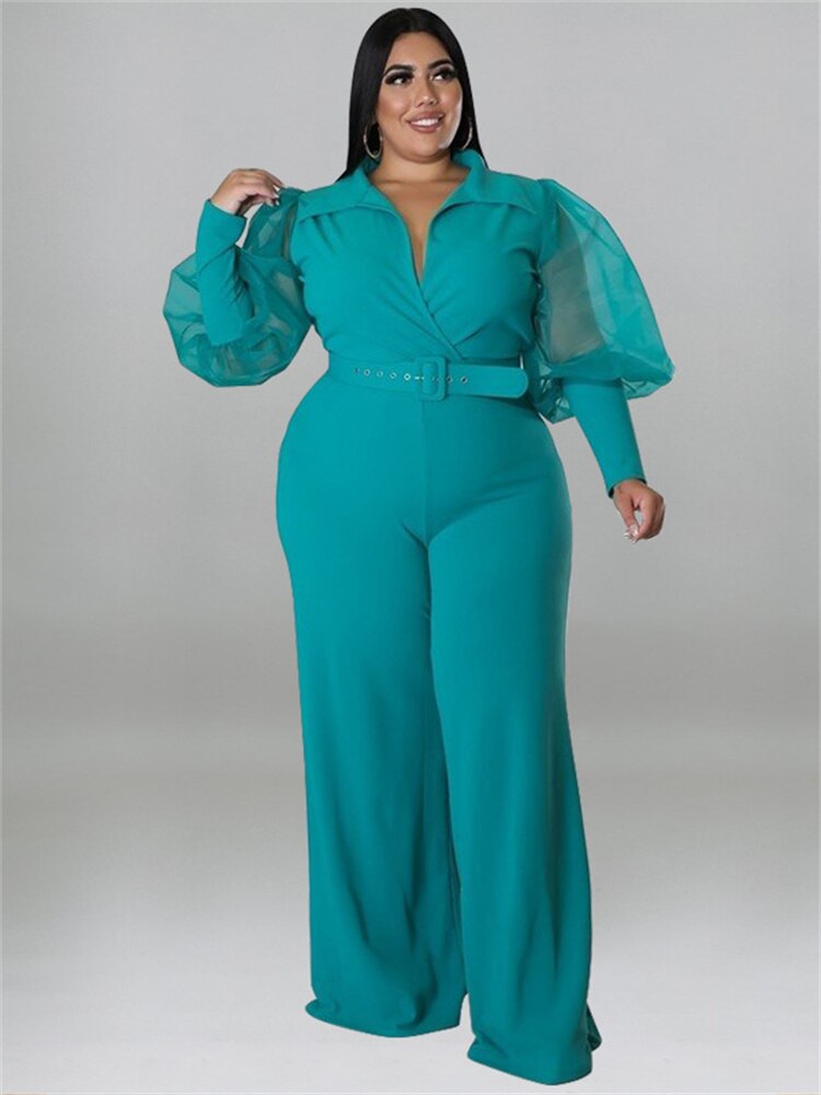 Stilla | Designer Bælte Puffede 2 5xl Jumpsuits (plus Størrelse)