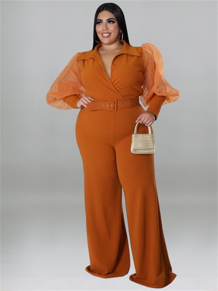 Stilla | Designer Bælte Puffede 2 5xl Jumpsuits (plus Størrelse)