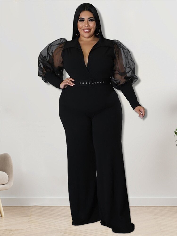 Stilla | Designer Bælte Puffede 2 5xl Jumpsuits (plus Størrelse)