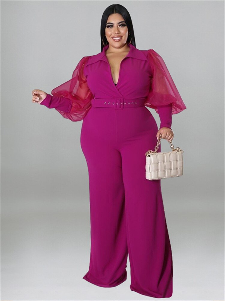Stilla | Designer Bælte Puffede 2 5xl Jumpsuits (plus Størrelse)