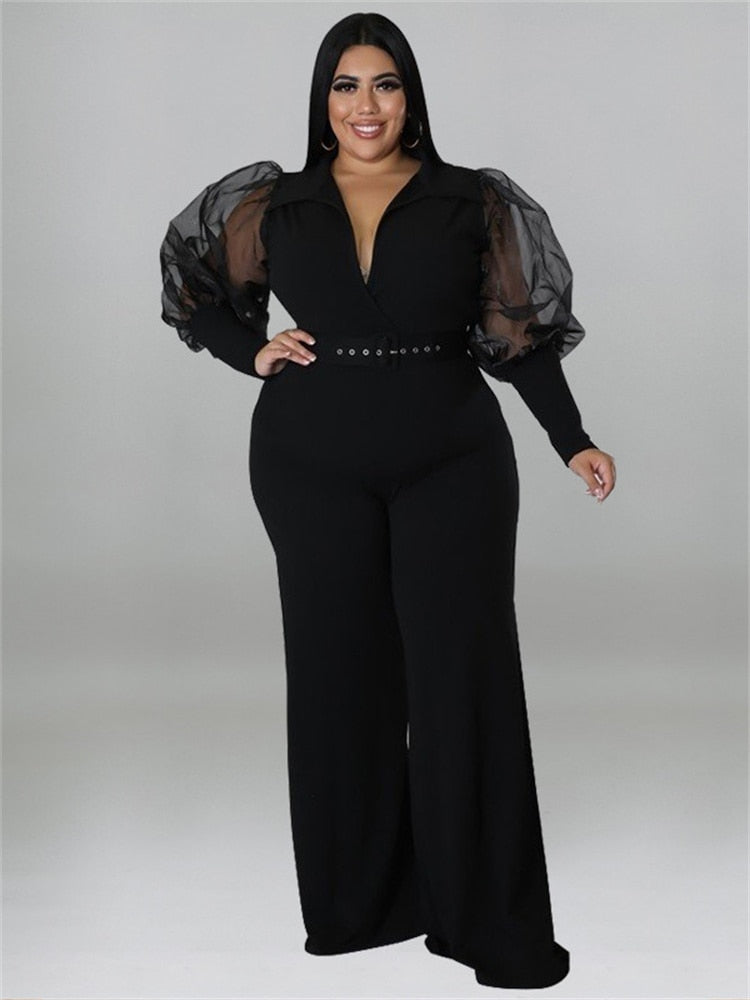 Stilla | Designer Bælte Puffede 2 5xl Jumpsuits (plus Størrelse)