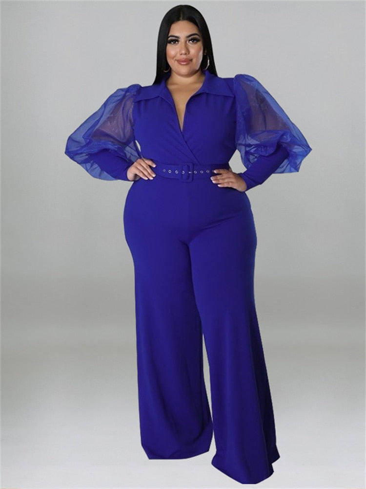 Stilla | Designer Bælte Puffede 2 5xl Jumpsuits (plus Størrelse)