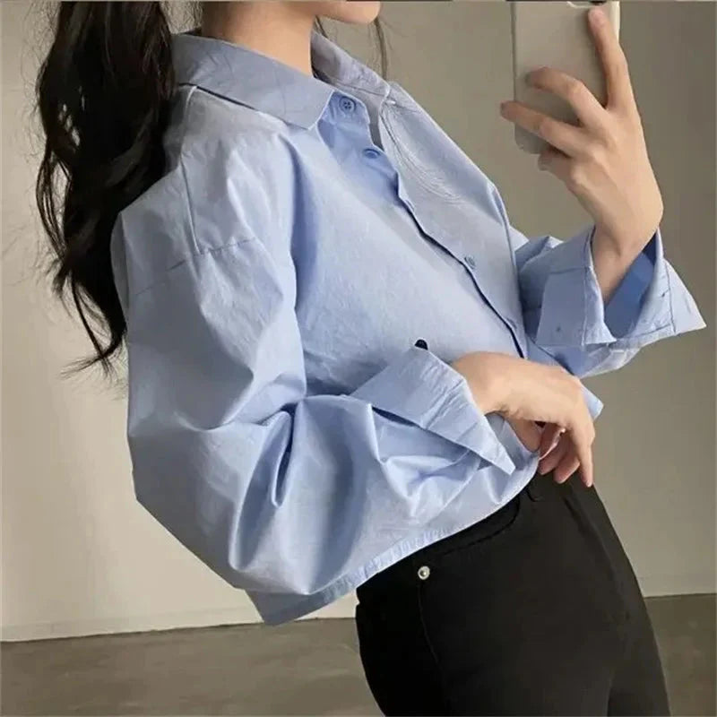 Stilla | Designer Crop Office Skjorte Split Bag Langærmede Toppe