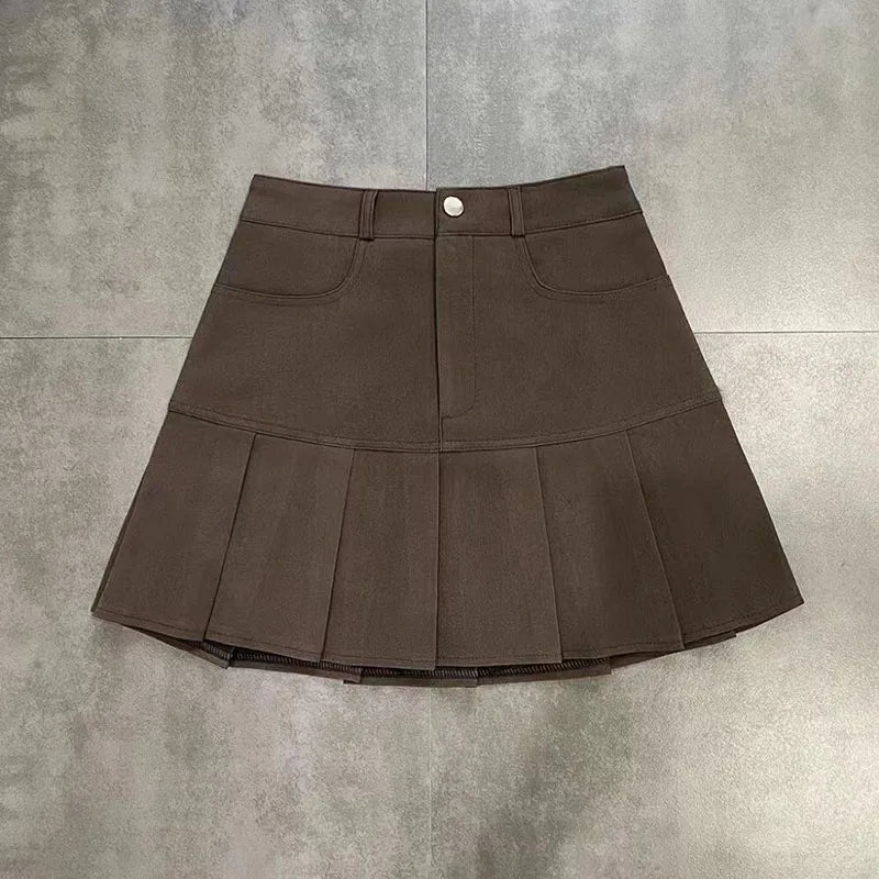 Stilla | Designer Høj Talje Plisseret Mini Nederdele (kort)