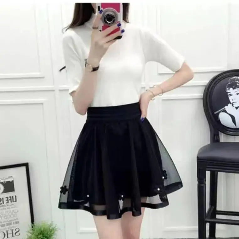 Stilla | Designer Mesh Overlay Mini Nederdele (kort)