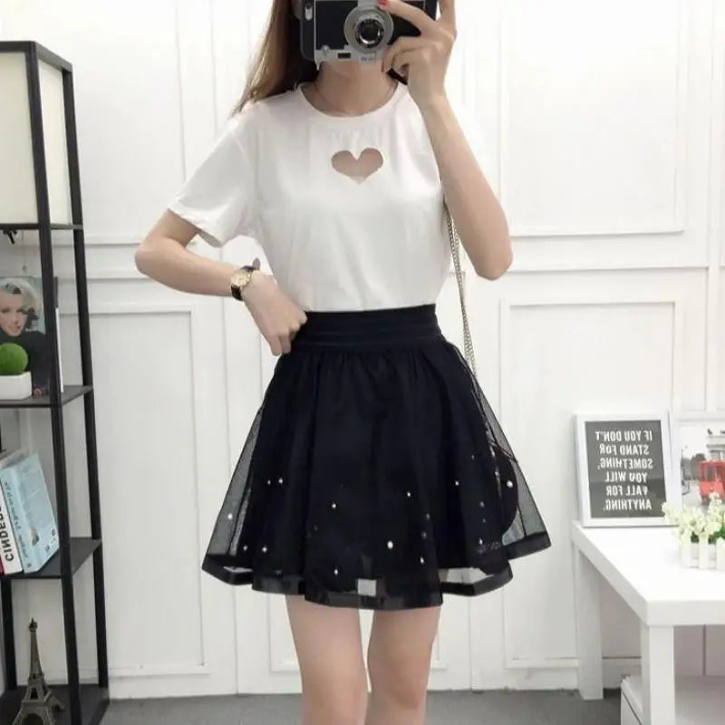Stilla | Designer Mesh Overlay Mini Nederdele (kort)