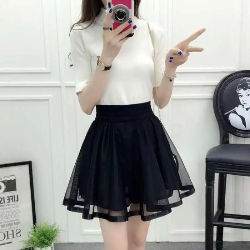 Stilla | Designer Mesh Overlay Mini Nederdele (kort)