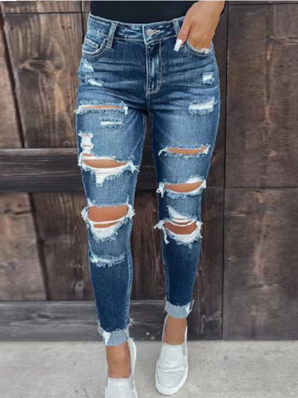 Stilla | Kvinders Jeans Vasket Stræk Revnet Skinny Jeans