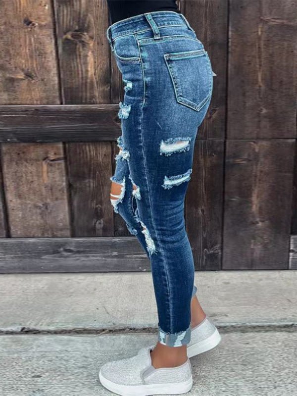 Stilla | Kvinders Jeans Vasket Stræk Revnet Skinny Jeans