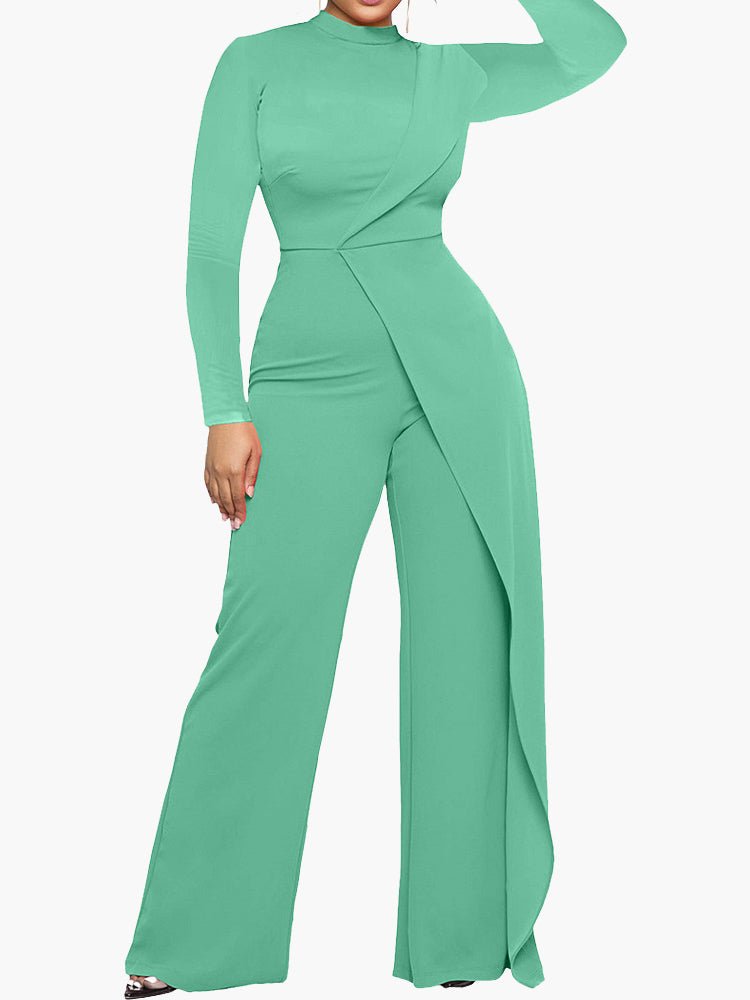 Stilla | Kvinders Jumpsuits Halv Turtleneck Uregelmæssig Langærmet Jumpsuit