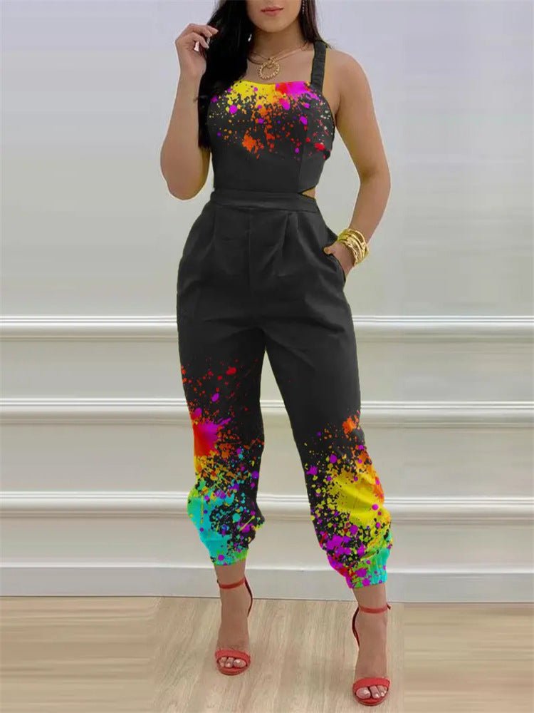 Stilla | Kvinders Jumpsuits Printet Sling Bar Ryg Jumpsuit