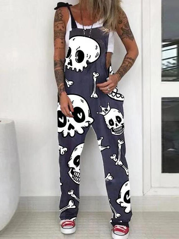 Stilla | Kvinder Jumpsuits Kranium Print Ærmeløs Afslappet Jumpsuit