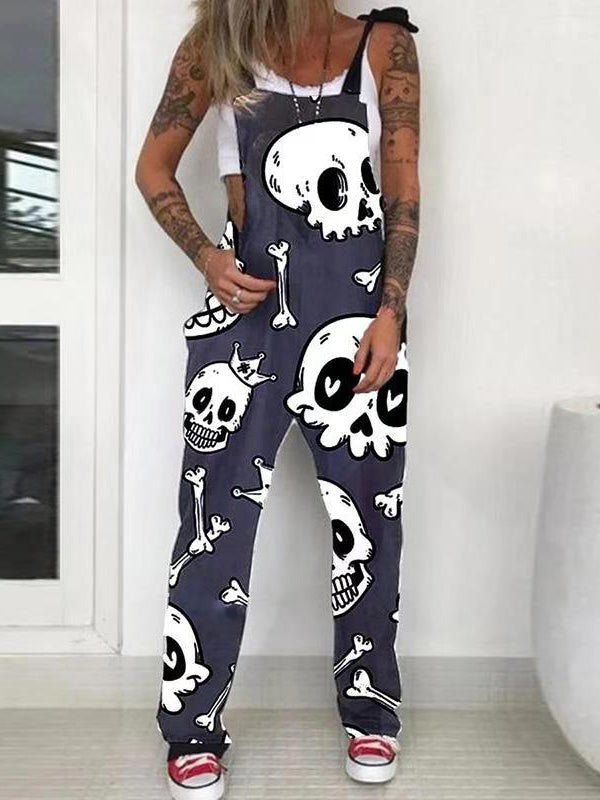 Stilla | Kvinder Jumpsuits Kranium Print Ærmeløs Afslappet Jumpsuit
