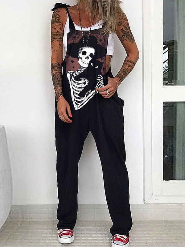 Stilla | Kvinder Jumpsuits Kranium Print Ærmeløs Afslappet Jumpsuit