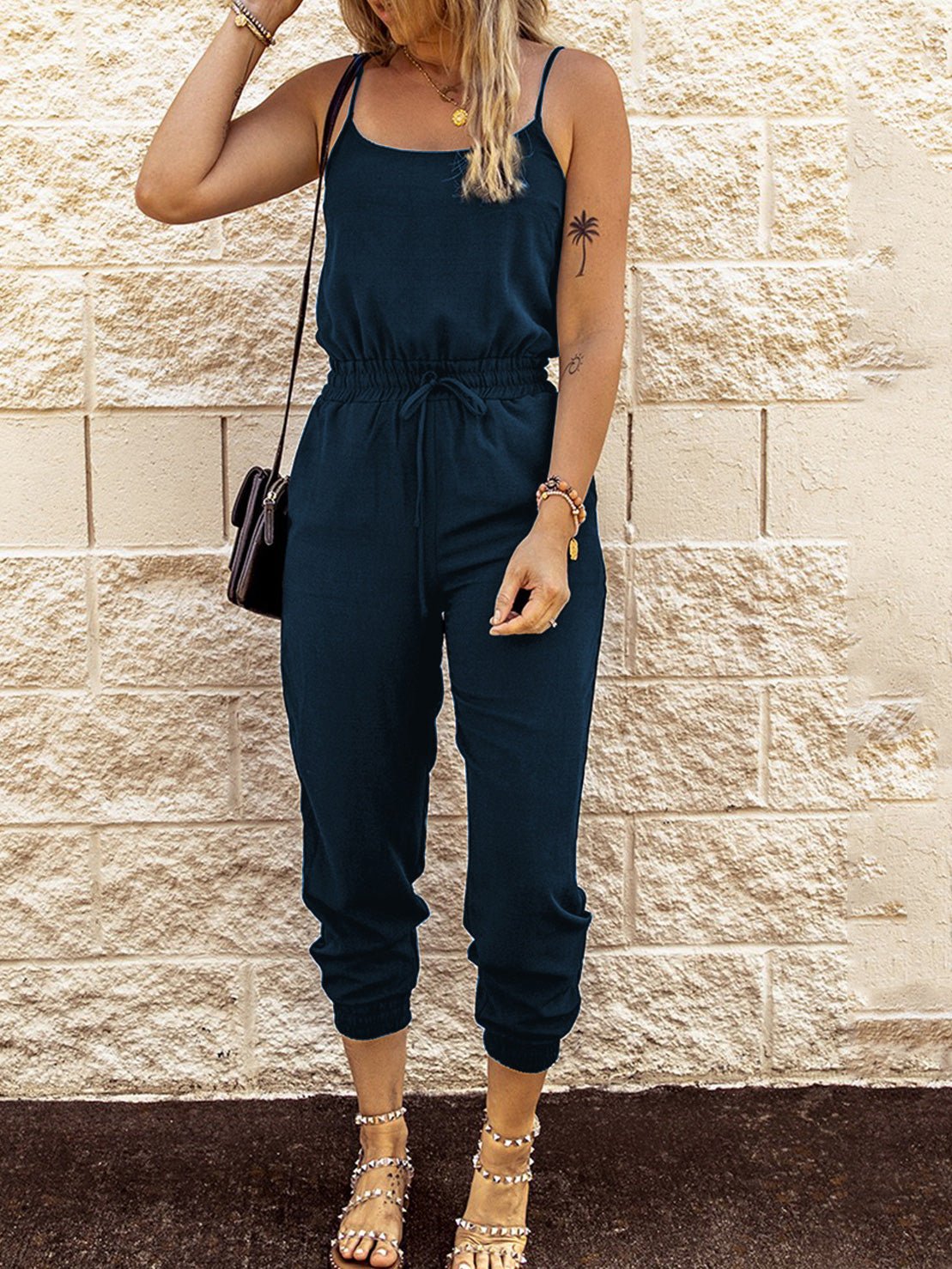Stilla | Kvinders Jumpsuits Slynge Binde Elastisk Talje Lomme Slim Fit Jumpsuit