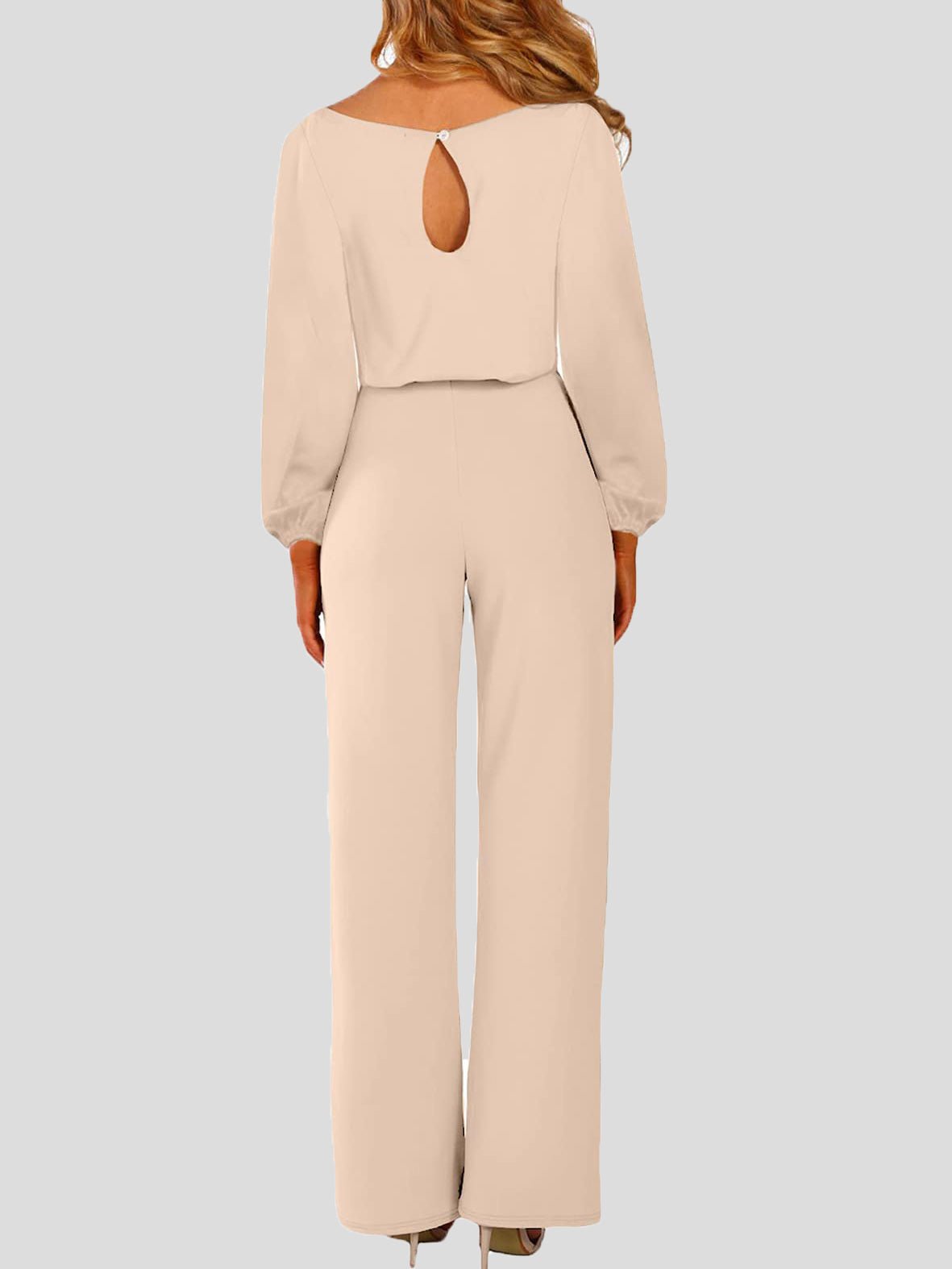 Stilla | Kvinders Jumpsuits Ensfarvet Langærmet Bælte Afslappet Jumpsuit