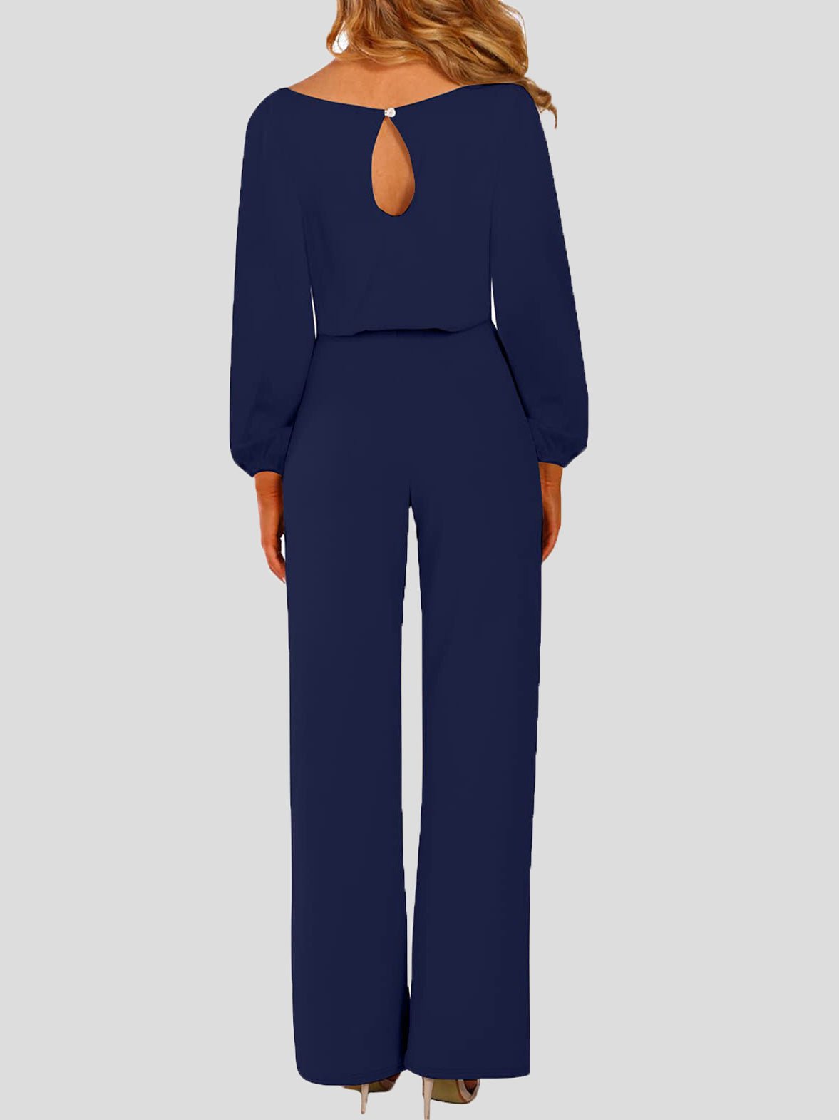 Stilla | Kvinders Jumpsuits Ensfarvet Langærmet Bælte Afslappet Jumpsuit