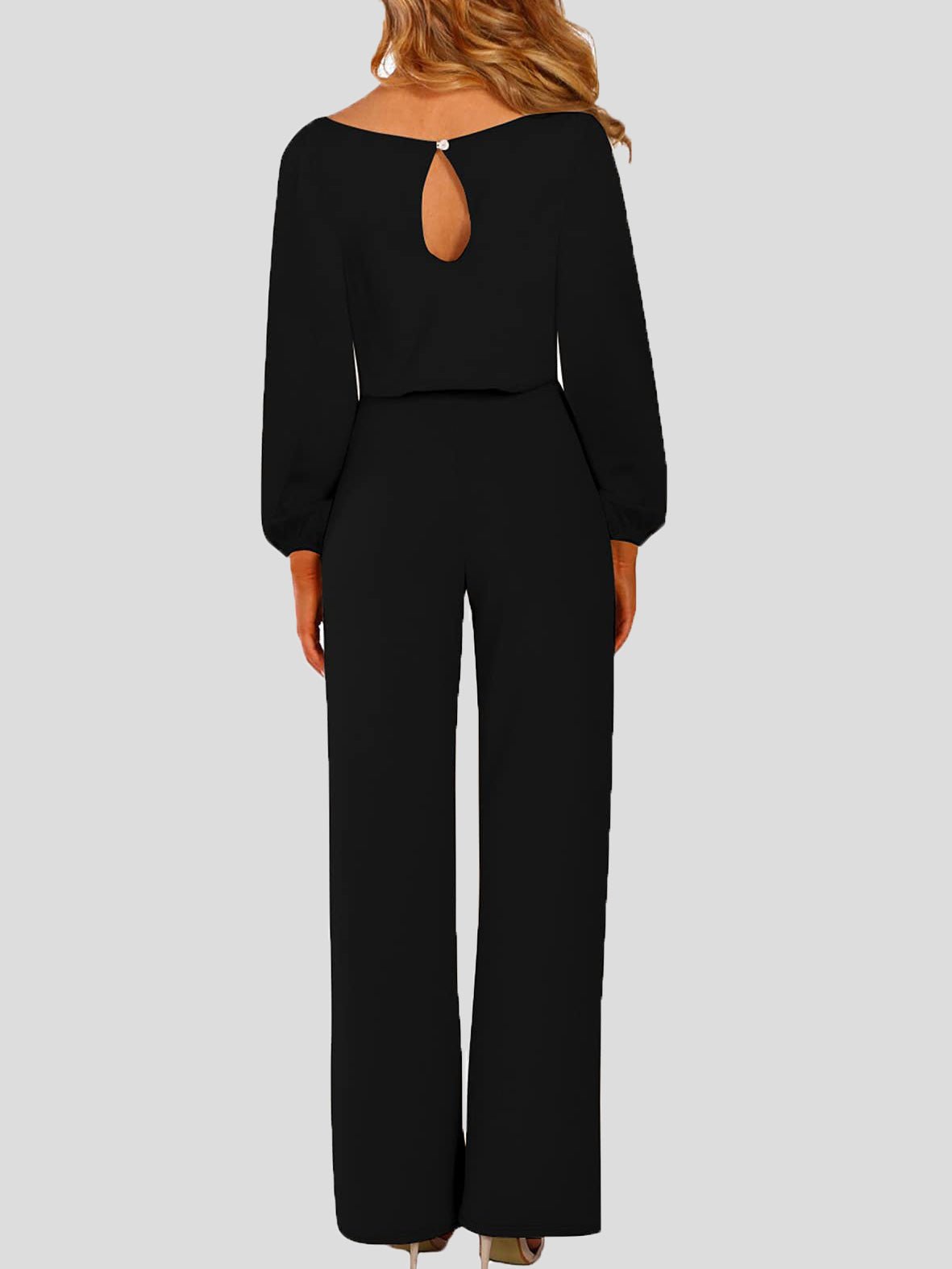 Stilla | Kvinders Jumpsuits Ensfarvet Langærmet Bælte Afslappet Jumpsuit