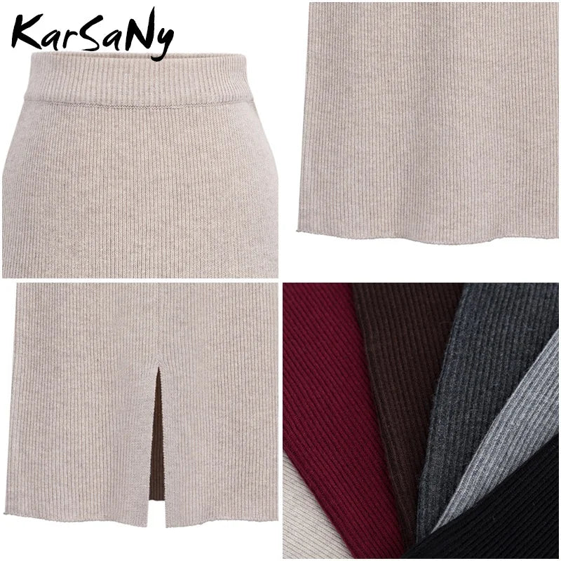 Stilla | Kvinders Strikket 3 6xl Designer Midi Nederdele (plus Størrelse)