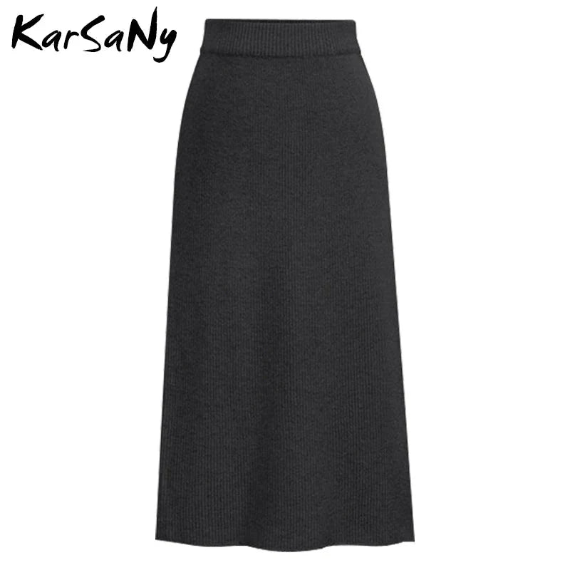 Stilla | Kvinders Strikket 3 6xl Designer Midi Nederdele (plus Størrelse)
