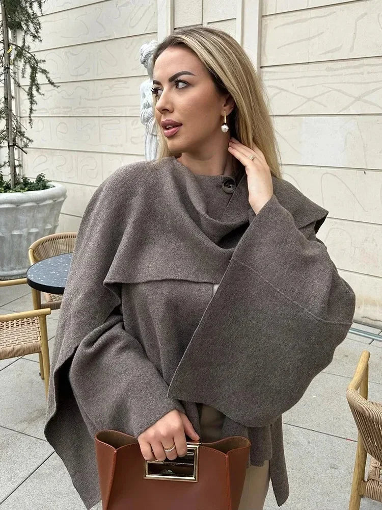 Stilla | Kvinders Strikket Asymmetrisk Mode Designer Tørklæde Jakker