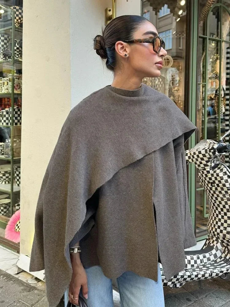 Stilla | Kvinders Strikket Asymmetrisk Mode Designer Tørklæde Jakker