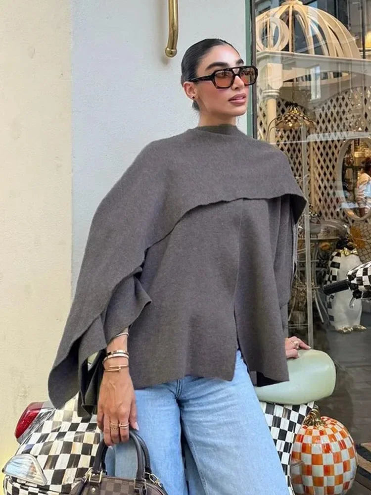 Stilla | Kvinders Strikket Asymmetrisk Mode Designer Tørklæde Jakker