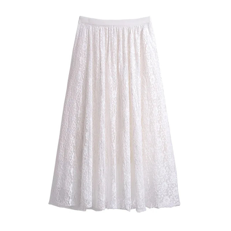 Stilla | Dame Lace 4 9xl Mode Designer A-Line Midi Nederdele (plus Størrelse)