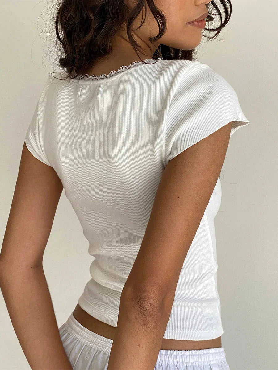Stilla | Kvinders Blonde Croquette Blouse Toppe Mode Designer T-Shirts