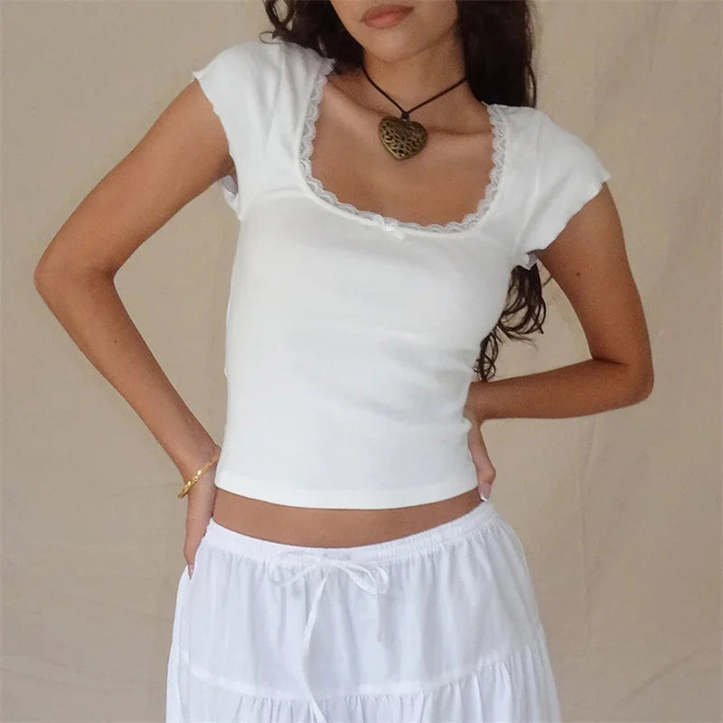 Stilla | Kvinders Blonde Croquette Blouse Toppe Mode Designer T-Shirts