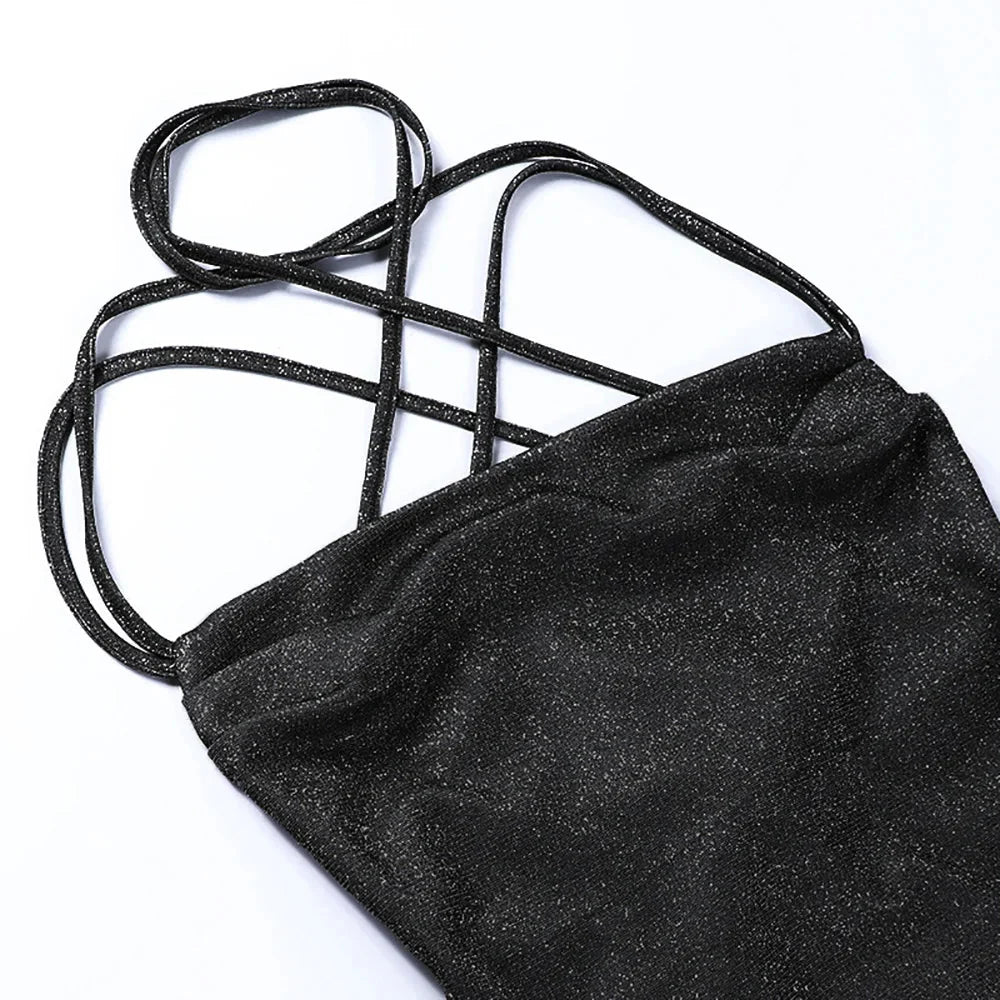 Stilla | Kvinders Snøre Op Bodycon Pailletter Mode Designer Kjoler (kort)