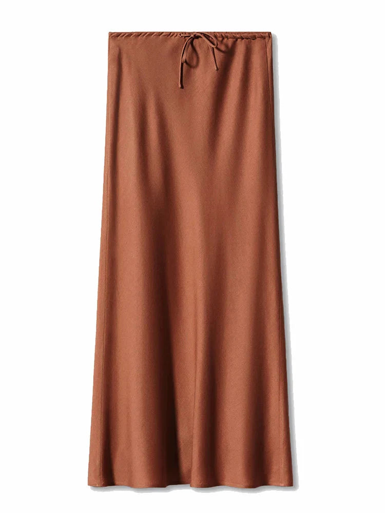 Stilla | Kvinders Metallisk Satin Mode Designer Lavtaljede Nederdele (lange)