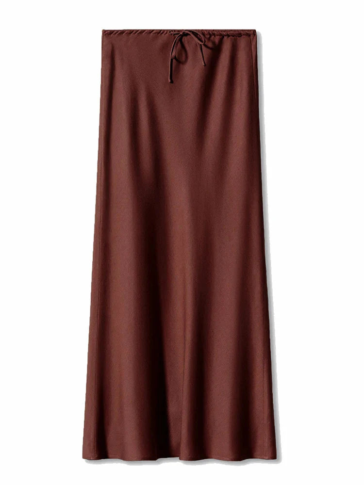 Stilla | Kvinders Metallisk Satin Mode Designer Lavtaljede Nederdele (lange)