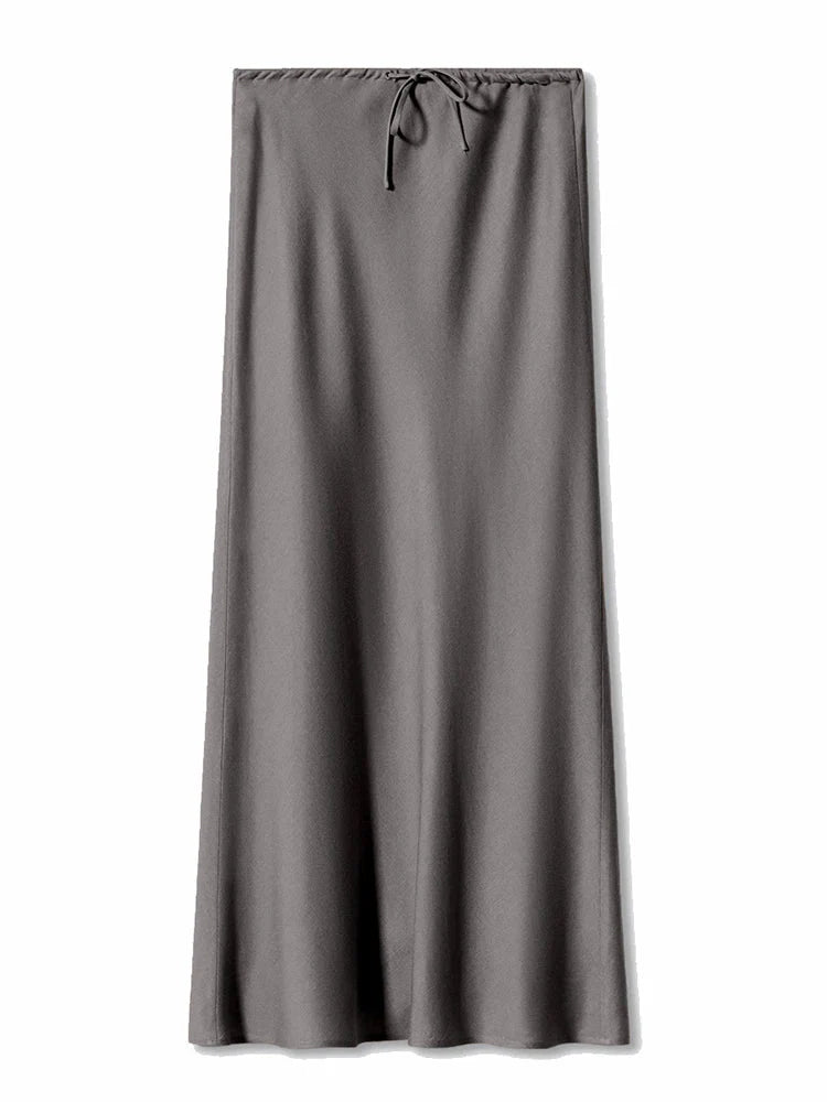 Stilla | Kvinders Metallisk Satin Mode Designer Lavtaljede Nederdele (lange)