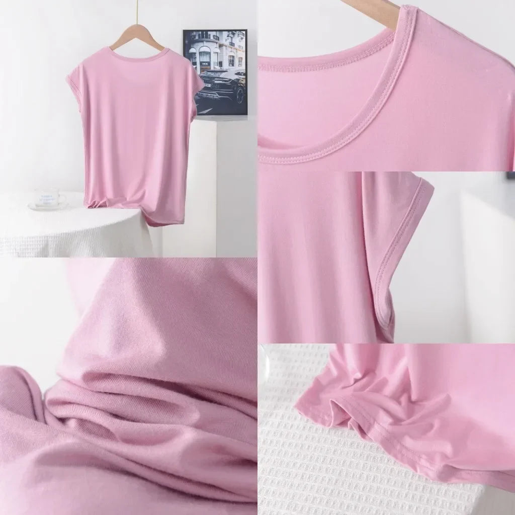 Stilla | Kvinders Modal 1 8xl O-Hals Mode Designer Singlets (plus Størrelse)