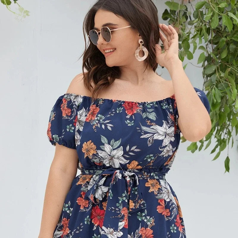 Stilla | Kvinders Off Shoulder Blomster Fashion Designer 2 8xl Jumpsuits (plus Størrelse)