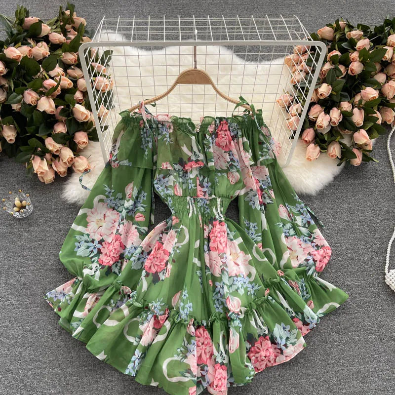 Stilla | Kvinders Off Shoulder Rompers Fashion Designer Blomster Jumpsuits