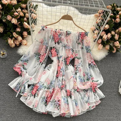 Stilla | Kvinders Off Shoulder Rompers Fashion Designer Blomster Jumpsuits