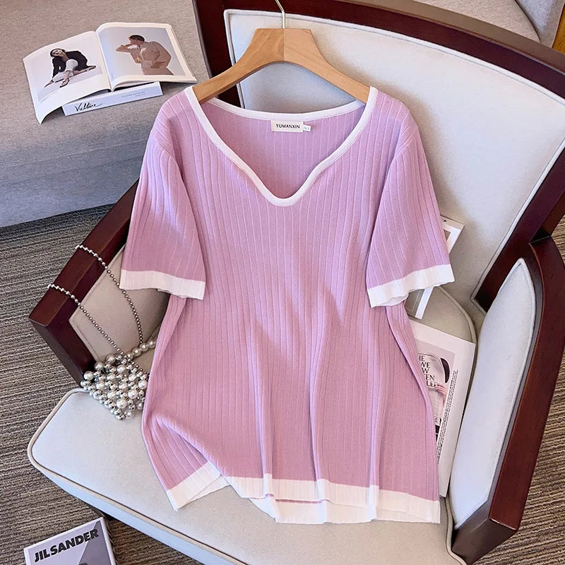 Stilla | Kvinders Patchwork V-Hals 5 10xl Bluse Mode Designer T-Shirts (plus Størrelse)