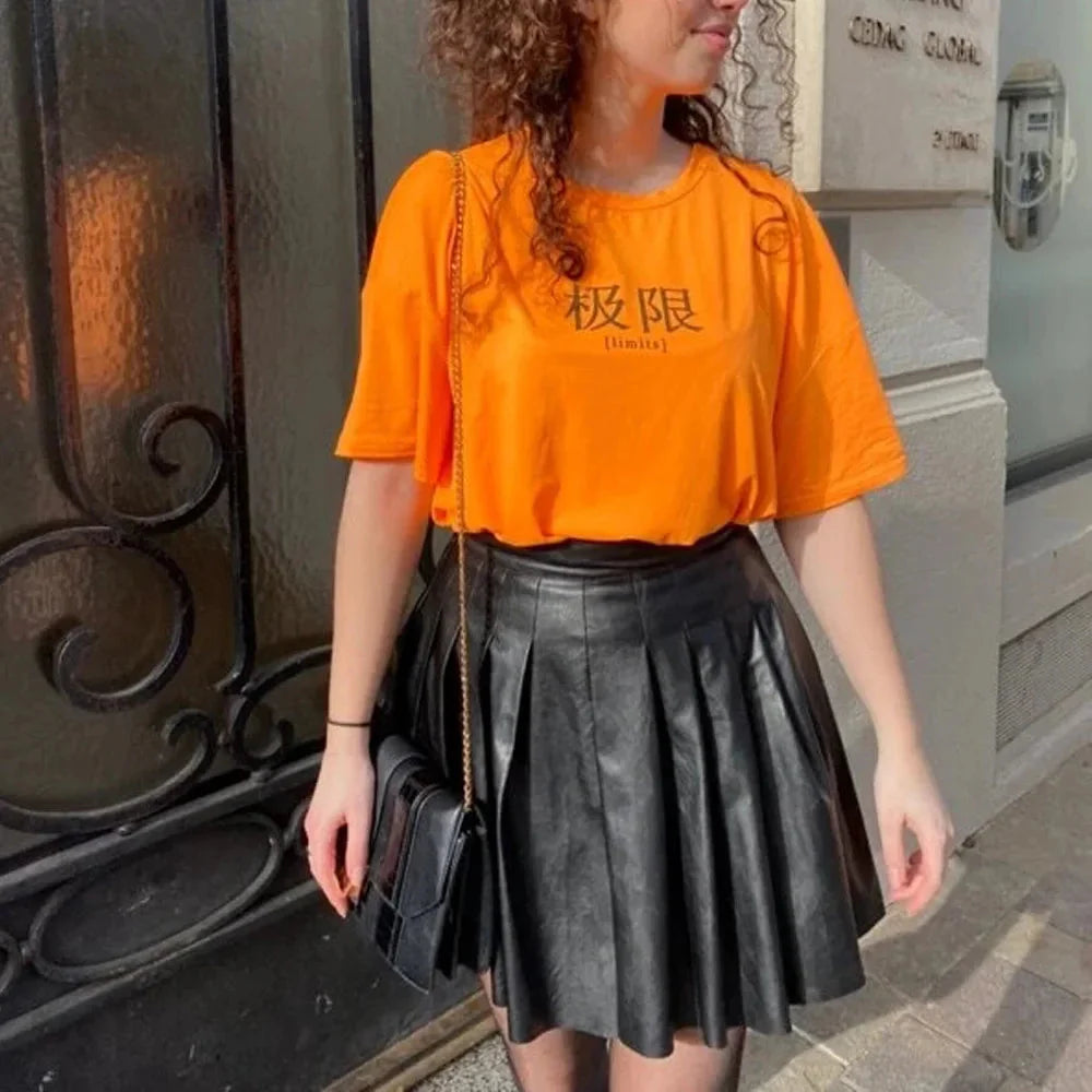 Stilla | Kvinders Pu A-Linjeet Læder Mode Designer Asymmetrisk Mini Skørter (kort)