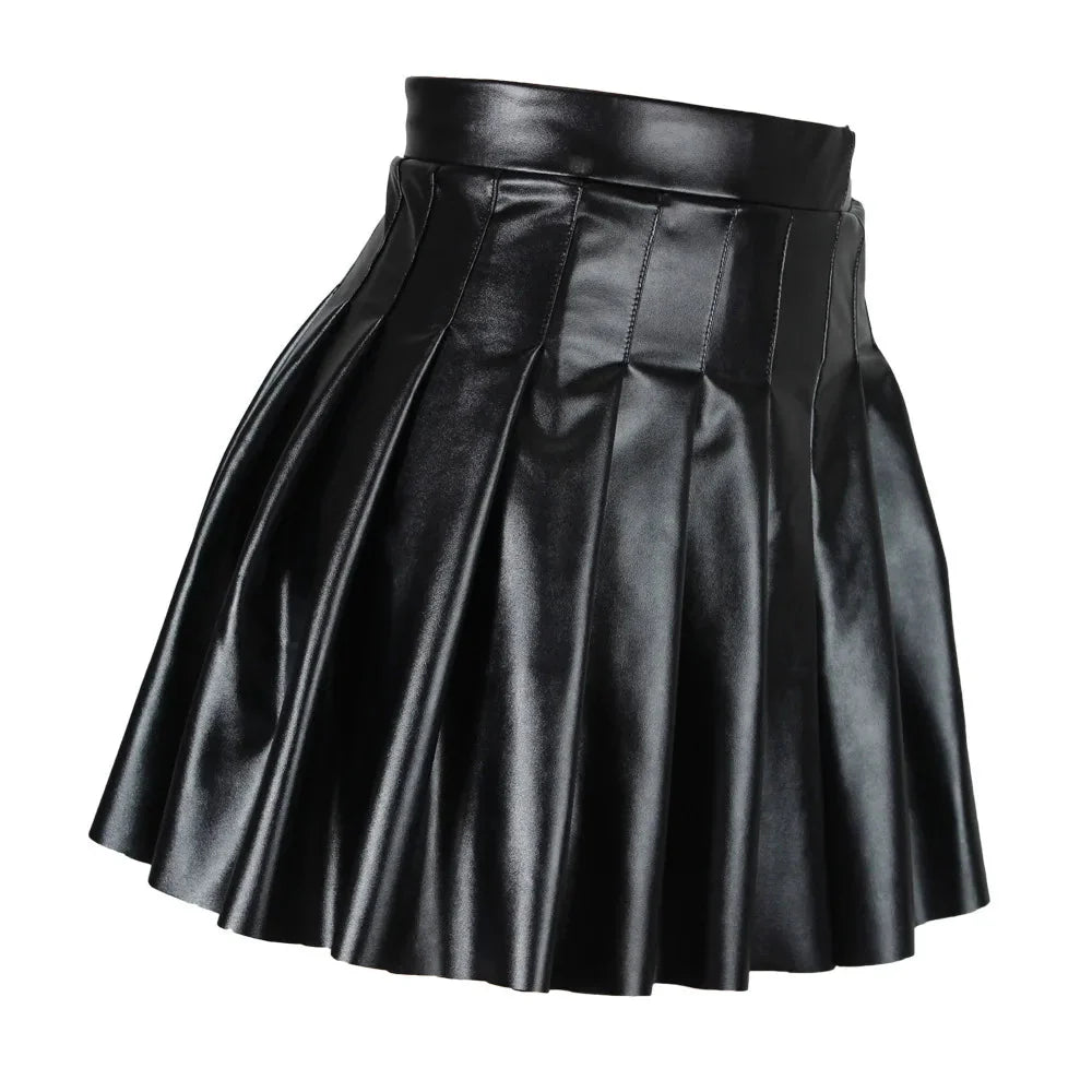Stilla | Kvinders Pu A-Linjeet Læder Mode Designer Asymmetrisk Mini Skørter (kort)