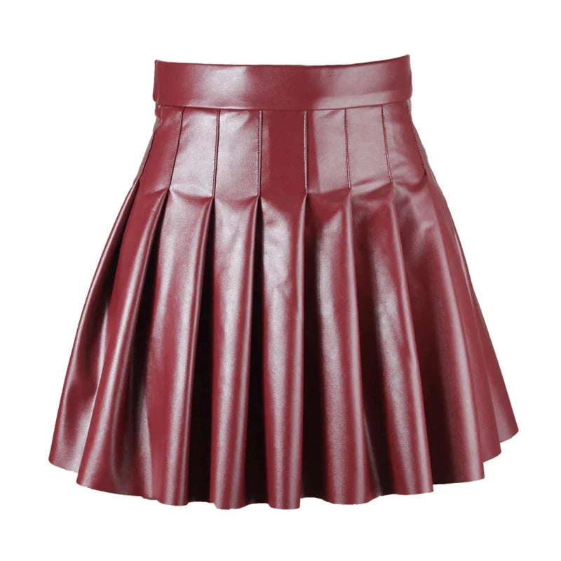 Stilla | Kvinders Pu A-Linjeet Læder Mode Designer Asymmetrisk Mini Skørter (kort)