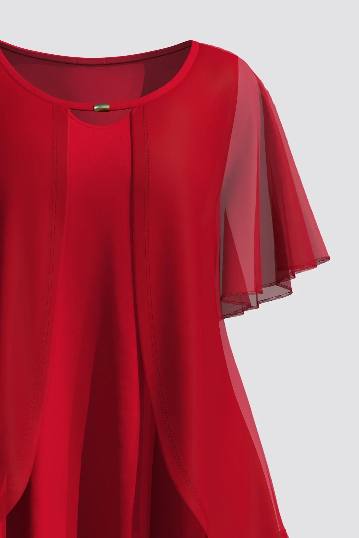 Stilla | Kvindernes Ruffle 2 5xl Chiffon Toppe Mode Designer T-Shirts (plus Størrelse)
