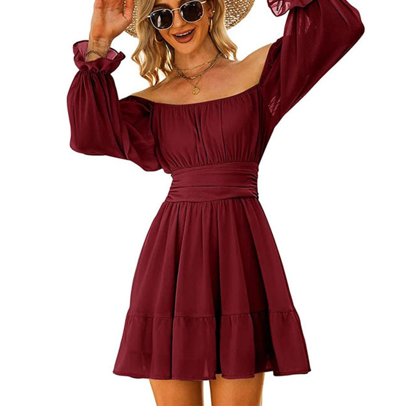 Stilla | Kvinders Ruffle Bow Mode Designer Elastisk Talje Kjoler (kort)