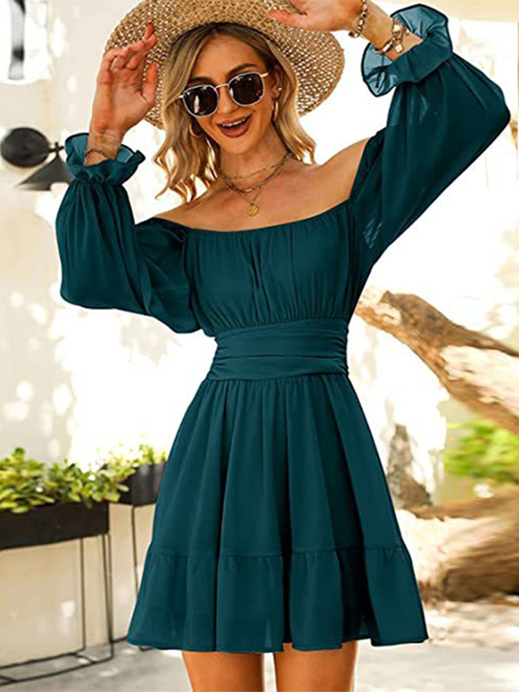Stilla | Kvinders Ruffle Bow Mode Designer Elastisk Talje Kjoler (kort)