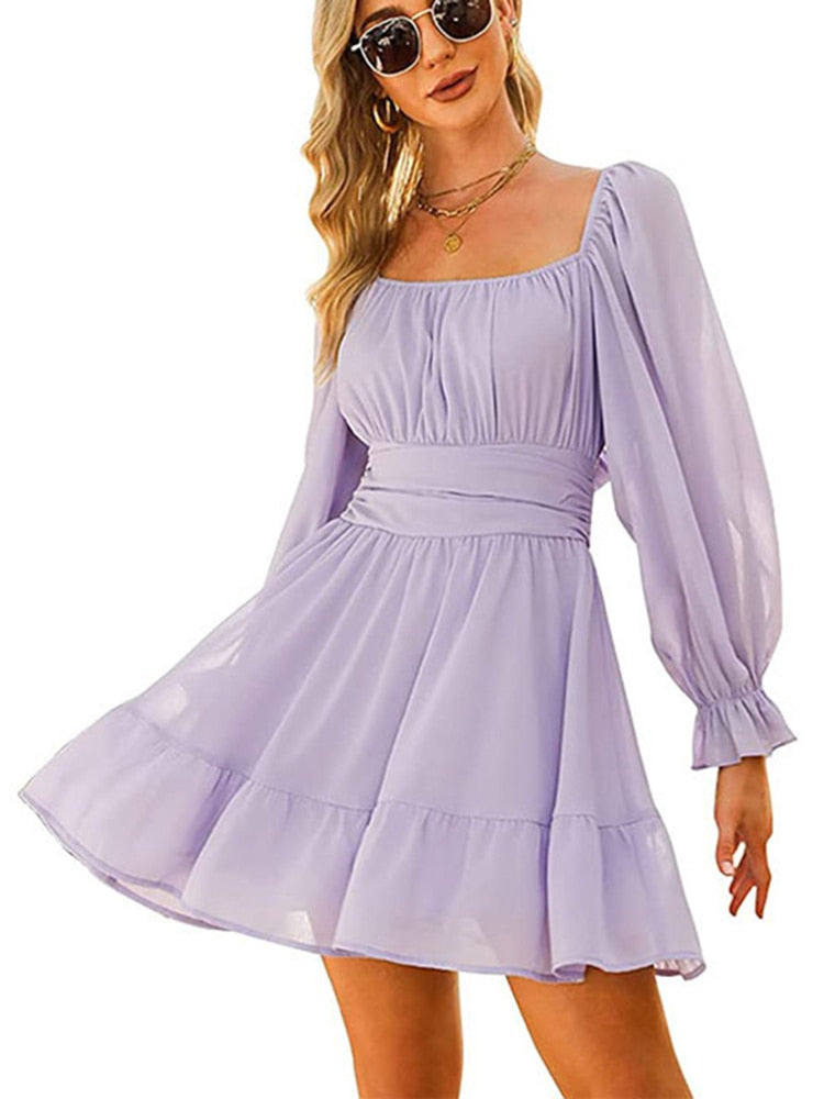 Stilla | Kvinders Ruffle Bow Mode Designer Elastisk Talje Kjoler (kort)